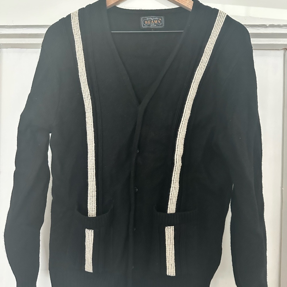 Beams Plus Black Wool Cardigan